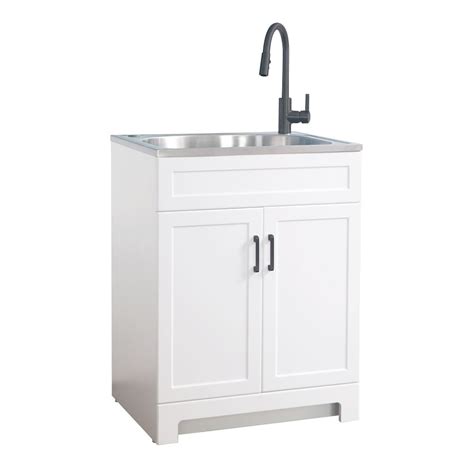 glacier bay all-in-one 25-inch laundry cabinet with stainless steel sink|24 utility sink with cabinet.